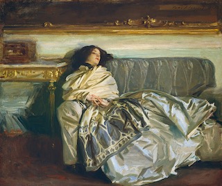 thoughtful woman reclining